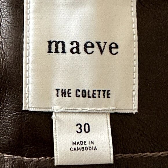 The Colette Cropped Wide-Leg Pants by Maeve: Faux-Leather Edition - Brown - 30 - Picture 10 of 11